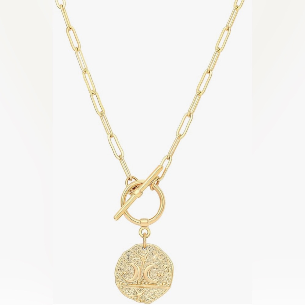 NWT 18K Gold Moon Star Shell Pearl Turquoise Evil Eye Necklace